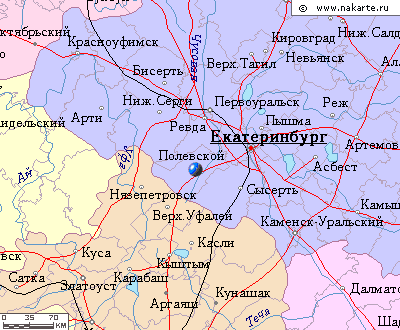 Карта окрестностей Полевского